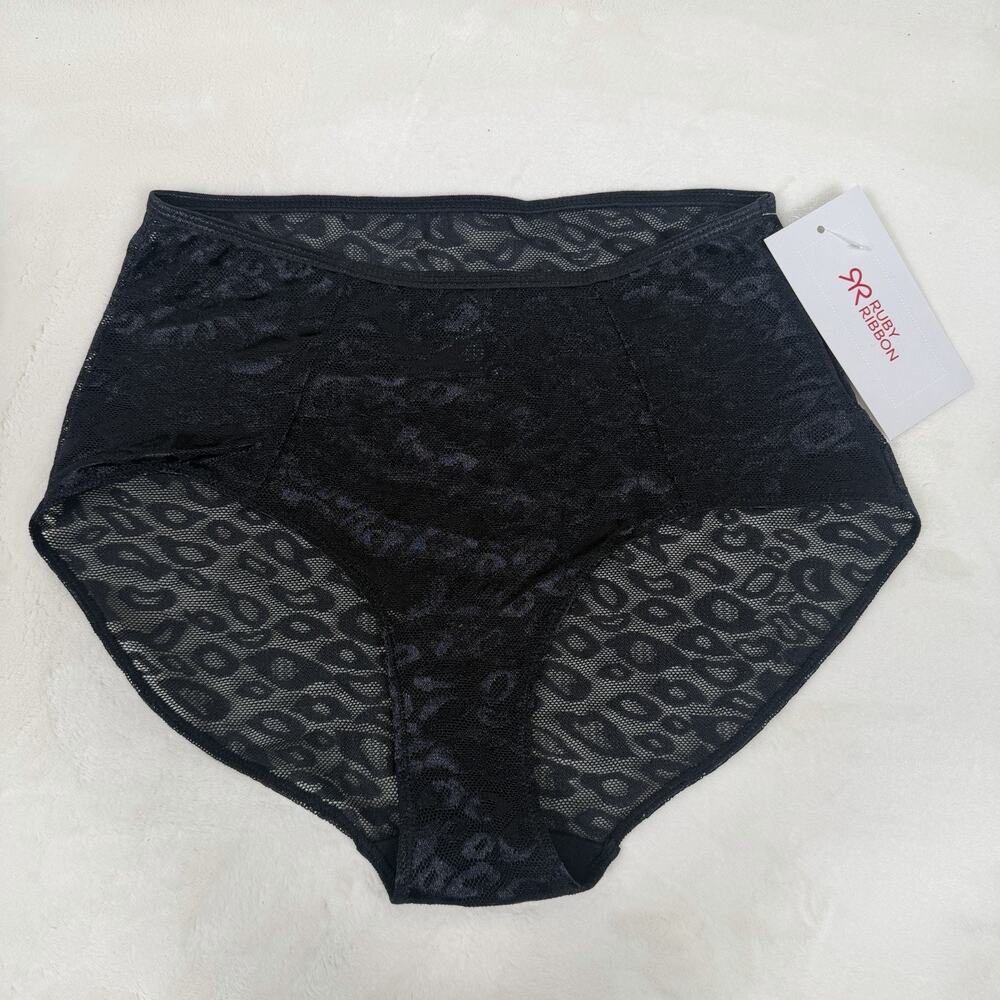 Ruby Ribbon Size Small High Waist Black Lace Brief Style 1782 Sheer